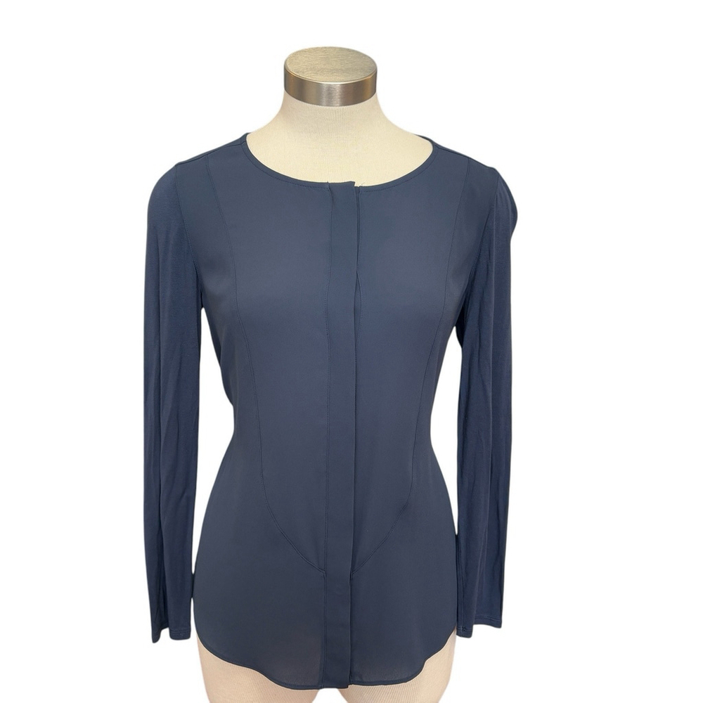 Intimissimi Top Blouse Blue Long Sleeve Lace Sz. M